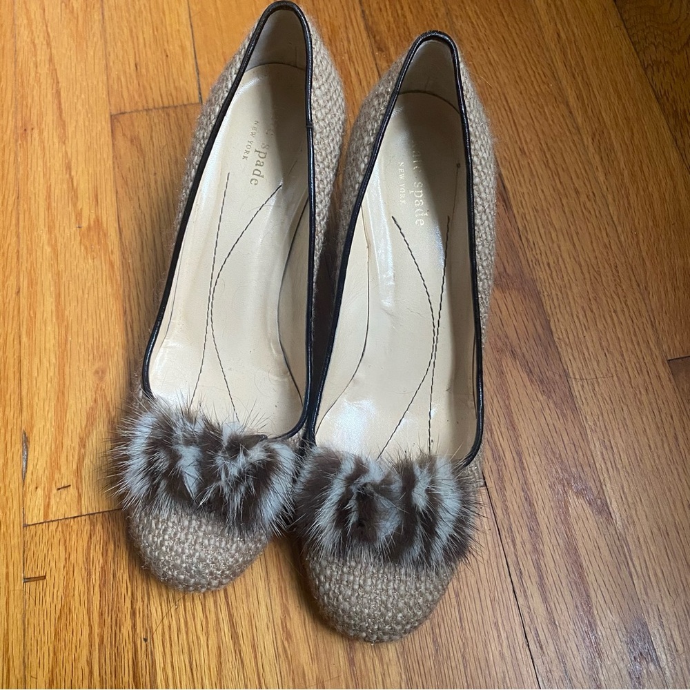 RARE Kate Spade New York Neutrals Jute Boco Accents Tweed Mink Pumps Heels 9.5